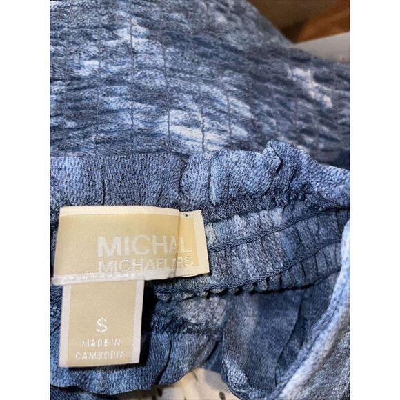 Michael Kors Smocked Tank Top Womens Small Stretch Baby Doll Blue - Picture 4 of 6
